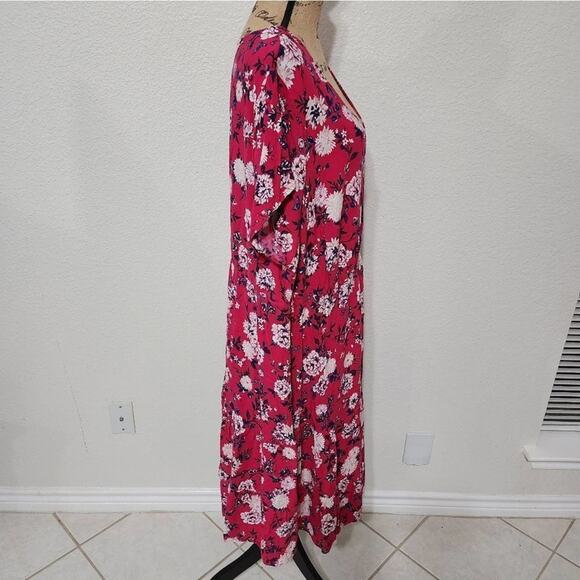 TORRID fuchsia floral challis midi dress plus size 4 4X - Picture 3 of 7